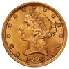 1900 USA $5 Gold Half Eagle UNC+ (MS62)