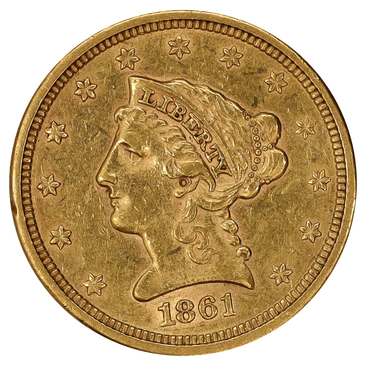 1861 USA $2.50 Gold Quarter Eagle Almost Uncirculated (AU50)