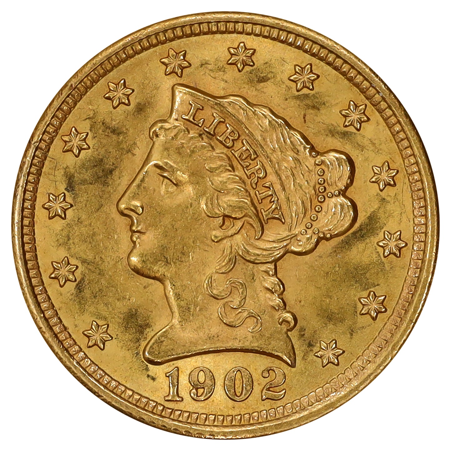 1902 USA $2.50 Gold Quarter Eagle Brilliant Uncirculated (MS63)