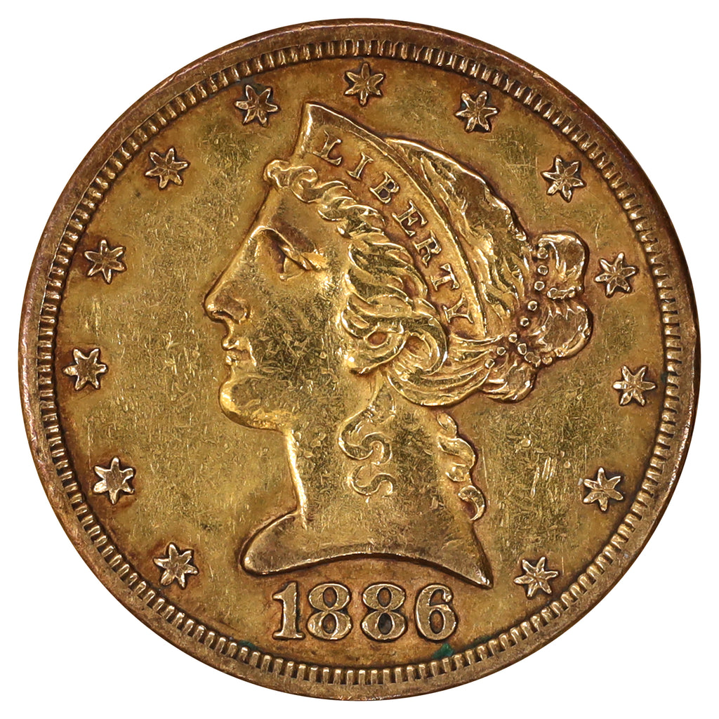 1886 S USA $5.00 Gold Half Eagle Extra Fine (EF40)