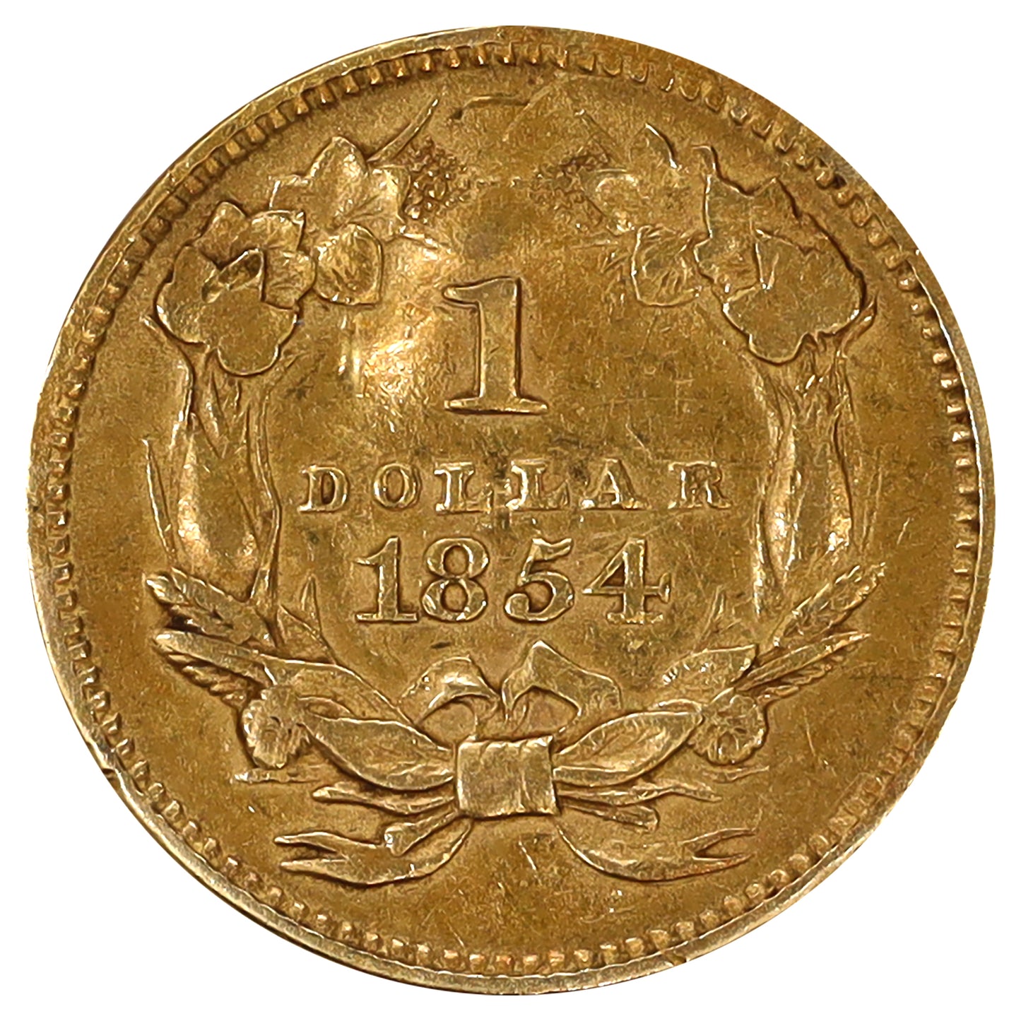 1854 Indian Head USA Gold Dollar EF-AU (EF45) impaired