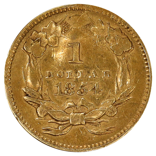 1854 Indian Head USA Gold Dollar EF-AU (EF45) impaired
