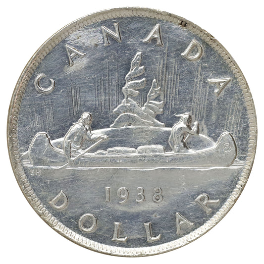 1938 Canada Dollar AU-UNC (AU55) Scratched, marks, or impaired