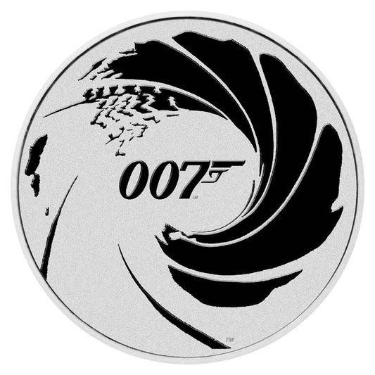 2022 Tuvalu $1 James Bond 007 Black Coloured 1oz .9999 Silver (No Tax) Capsule Scratched