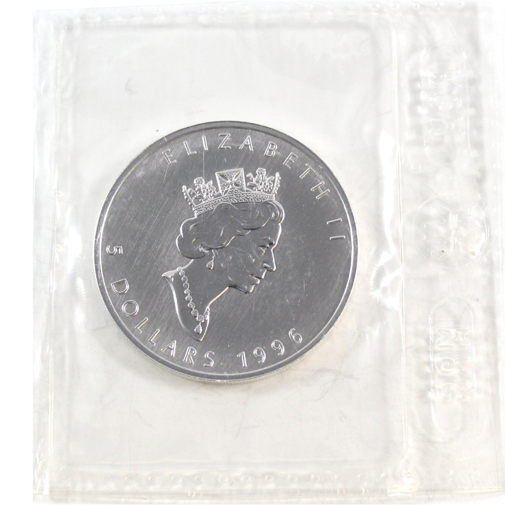 1996 Canada $5 1oz Silver Maple Leaf SEALED (No Tax) Low Mintage! - Lightly toned