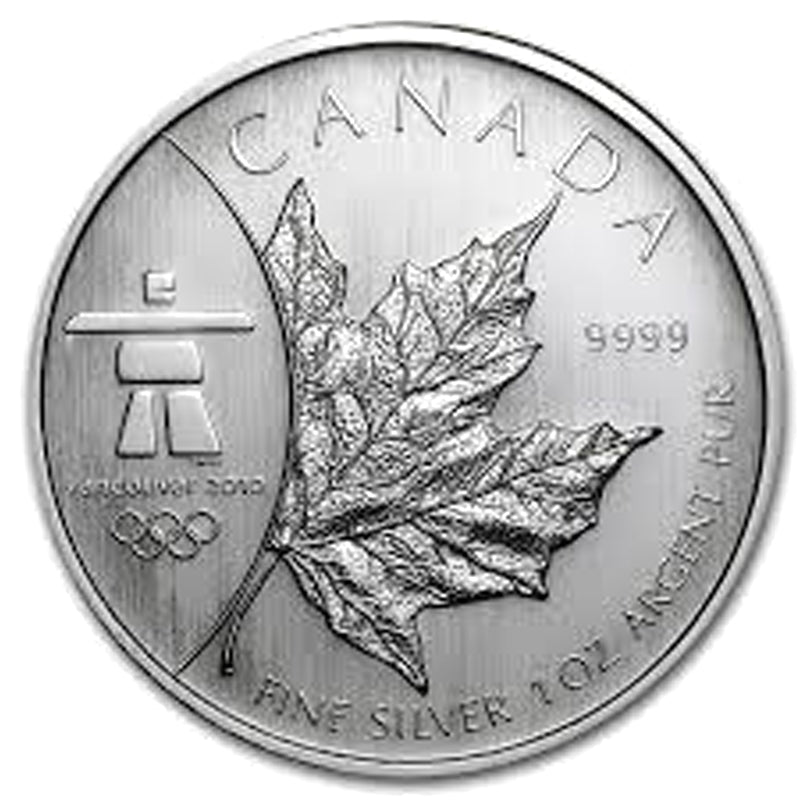 2008 Olympic $5 Commemorative 1oz Silver Maple Leaf (No Tax) May be lightly toned