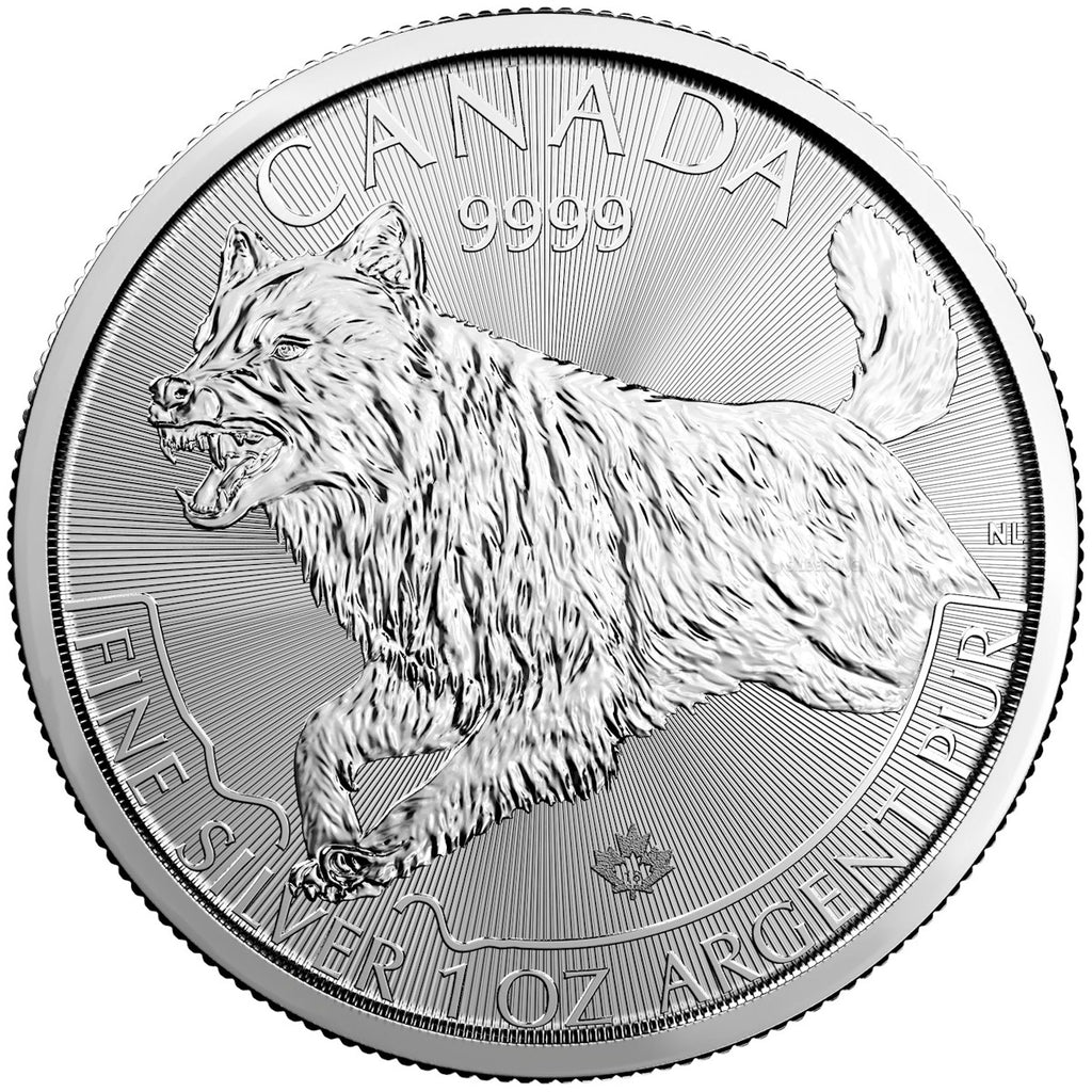 2018 Canada $5 Predator: Wolf 1oz Silver (No Tax) Rubbing/Scratches