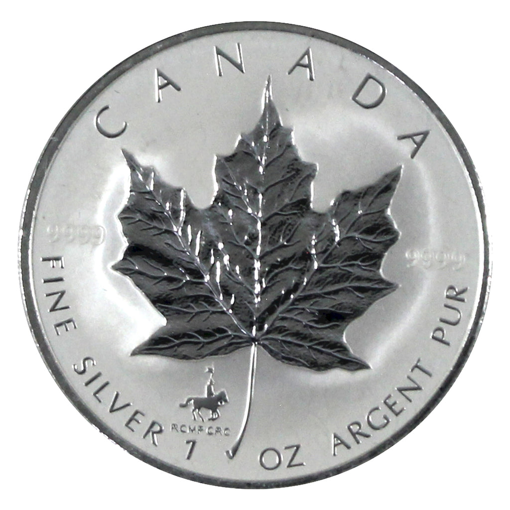 1998 Canada $5 RCMP Privy 1oz .9999 Silver Maple (No Tax) COIN ONLY - Flaws