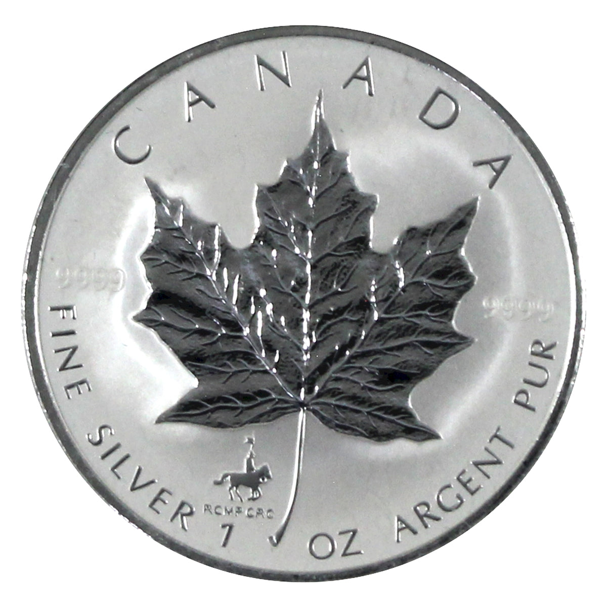 1998 Canada $5 RCMP Privy 1oz .9999 Silver Maple (No Tax) COIN ONLY - Flaws