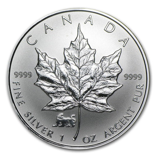 1998 Canada $5 Tiger Privy 1oz Silver Maple Leaf (TAX Exempt)
