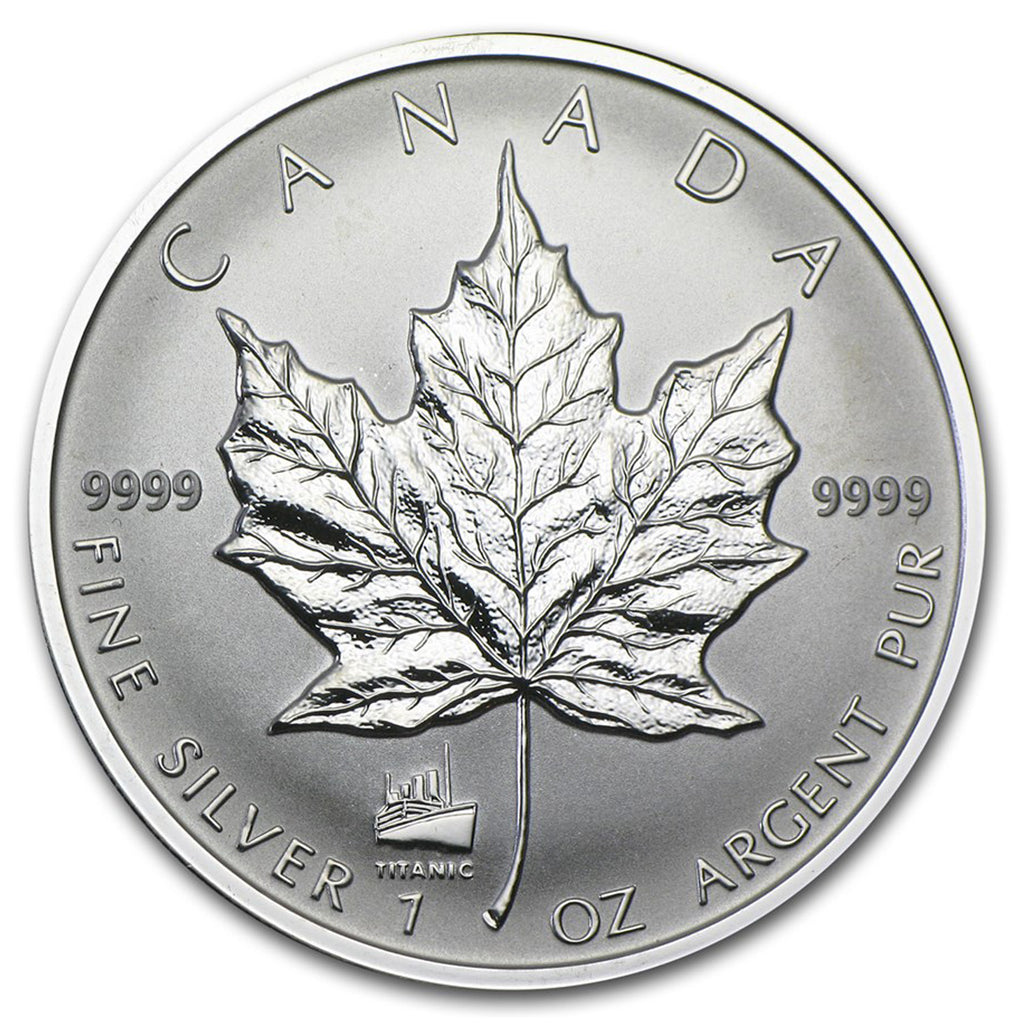 1998 Canada $5 Titanic Privy 1oz .9999 Silver Maple Leaf (No Tax) Minor Rubbing