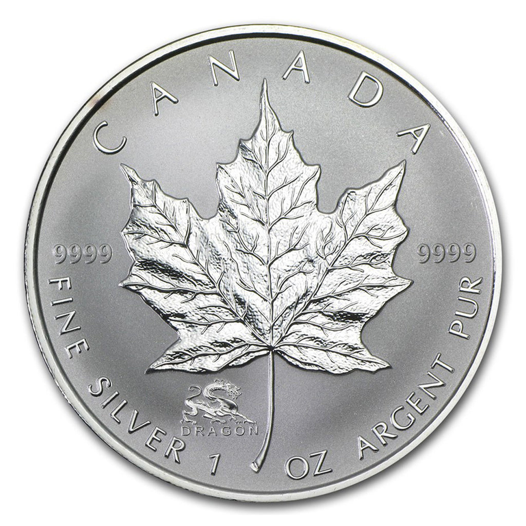 2000 Canada $5 Dragon Privy Mark 1oz Fine Silver Maple Leaf Coin (No Tax)