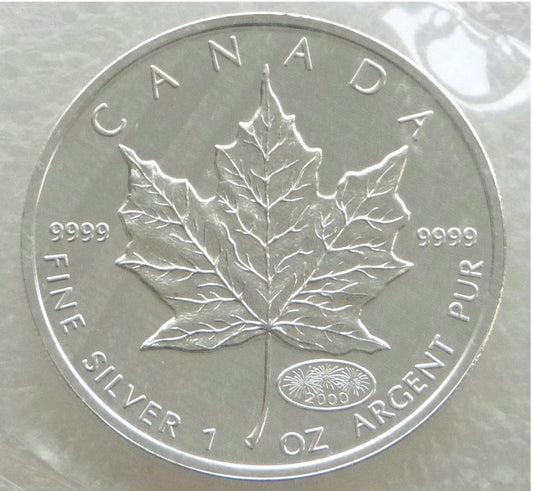 2000 Canada $5 1oz. Silver Maple Leaf w/ Fireworks Privy SEALED (No Tax)