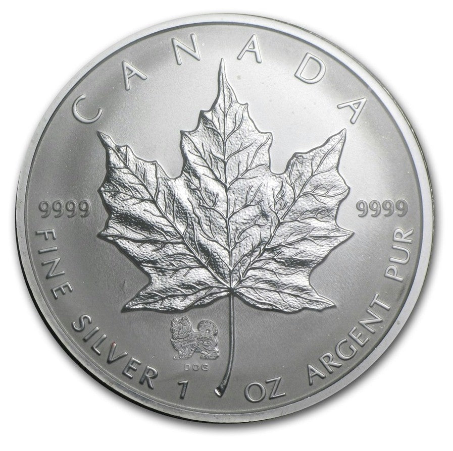 2006 Canada $5 Year of the Dog Privy Silver Maple Leaf (TAX Exempt) May be lightly toned
