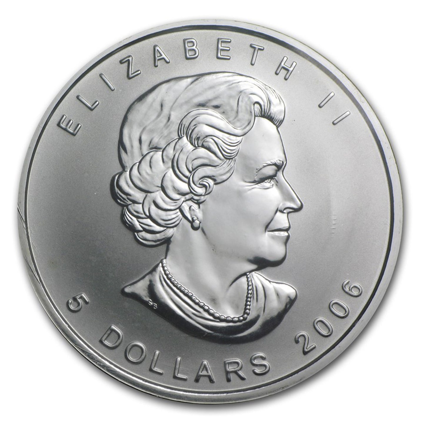2006 Canada $5 Dog Privy 1oz SML (TAX Exempt) Tone Spots on Portrait