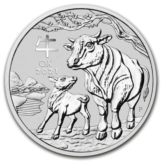 2021 Australia 50-cent Year of the Ox 1/2oz. .9999 Silver (No Tax)
