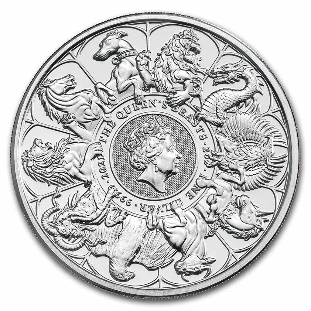2021 GB 5-Pound Queen's Beasts Completer 2oz Silver (No Tax) Flaws