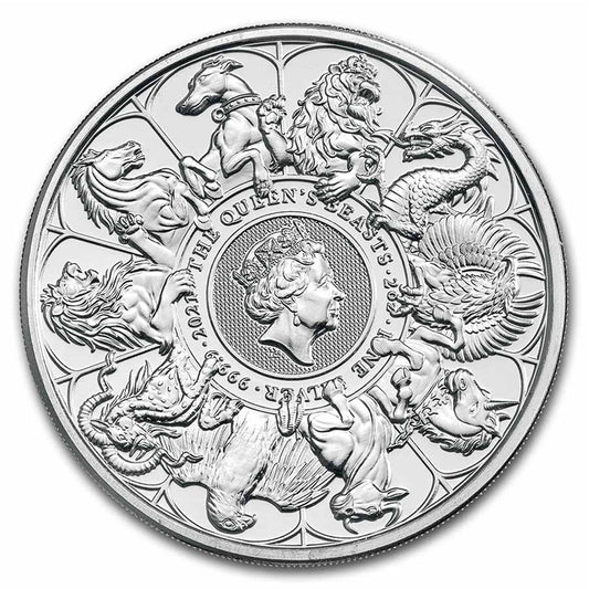 2021 GB 5-Pound Queen's Beasts Completer 2oz Silver (No Tax) Flaws