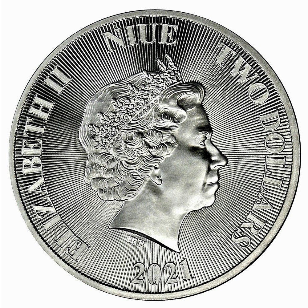 2021 Niue $2 Roaring Lion 1oz .9999 Silver (No Tax) Rim Issues