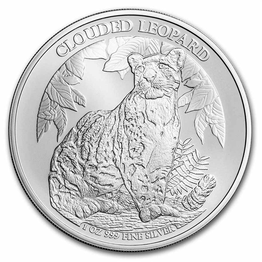 2023 Cambodia Wildlife Series - Clouded Leopard 1oz Silver (No Tax) Cap. Lightly Scr