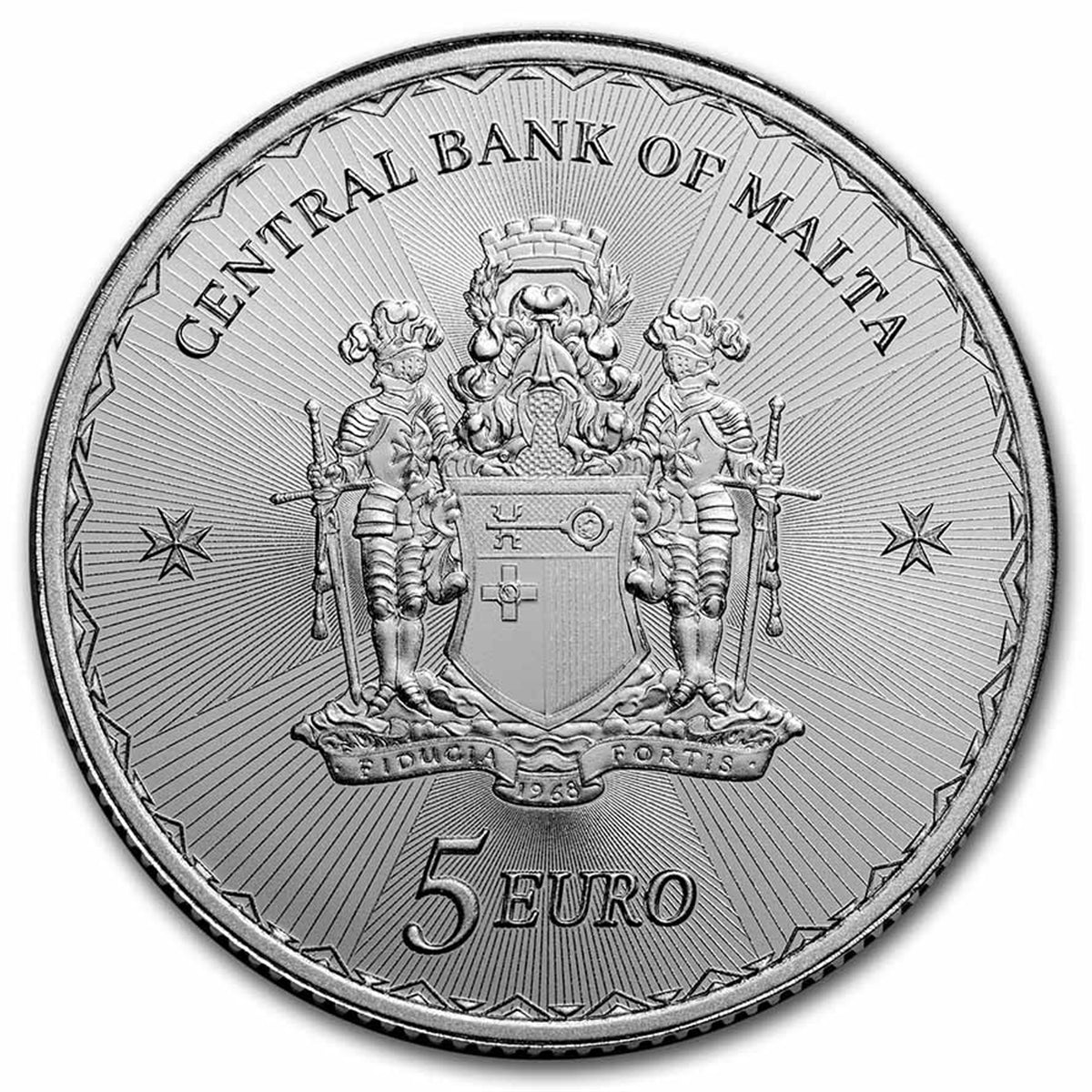 2023 Malta €5 Maltese Cross BU 1oz .999 Silver (No Tax) Light Toning