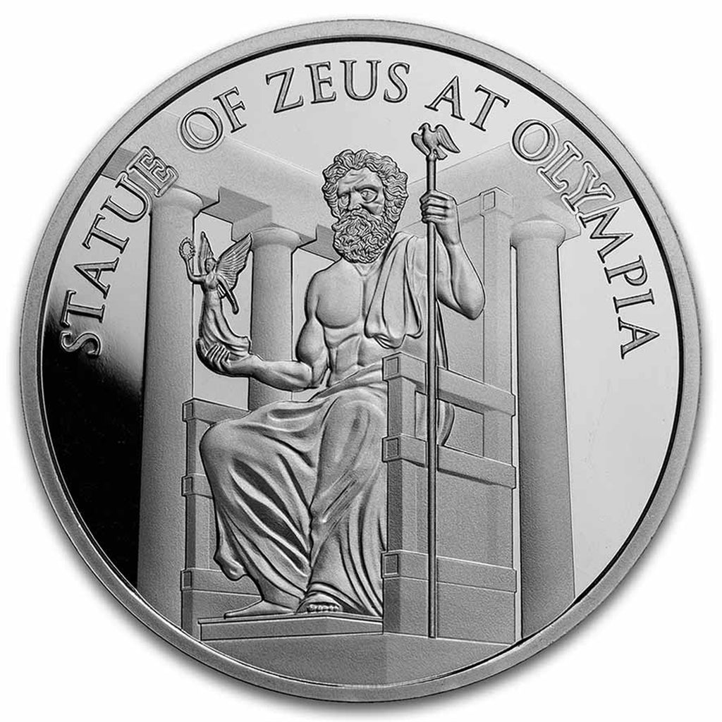Statue of Zeus at Olympia 1oz. Silver Round (TAX Exempt) Capsule Hairline Scr