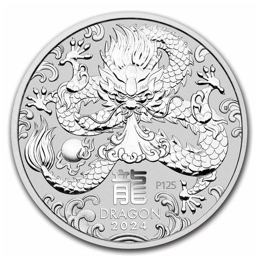2024 AUS $1 Year of the Dragon (Series III) 1oz Silver (No Tax) Cap. Scuff