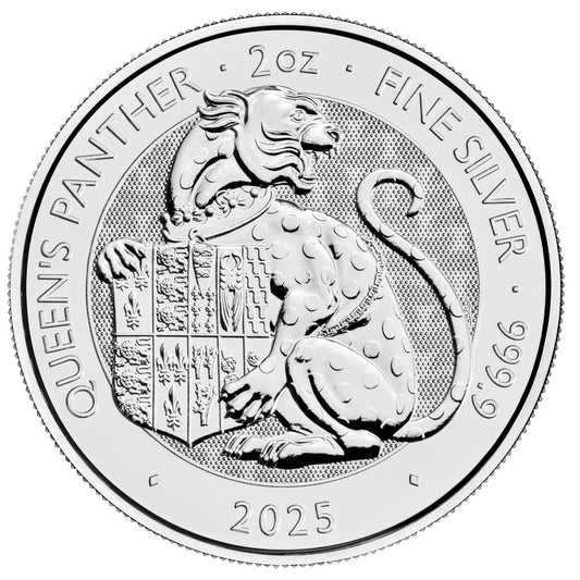 2025 Great Britain 5-Pound Royal Tudor Beasts: Queen's Panther 2oz .9999 Silver (No Tax)