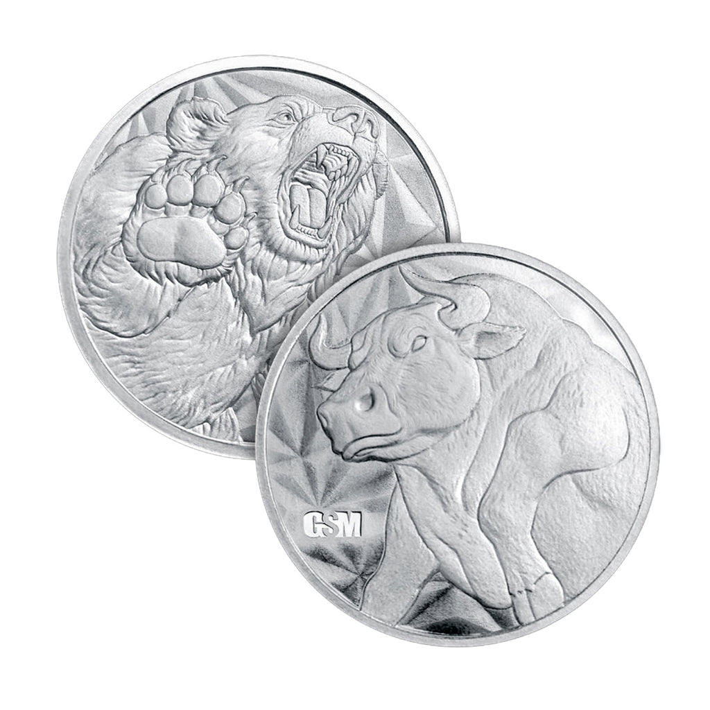 GSM Bull & Bear 1/4oz .999 Fine Silver Fractional Round (No Tax)
