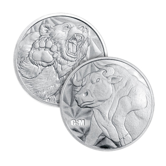 GSM Bull & Bear 1/4oz .999 Fine Silver Fractional Round (No Tax)