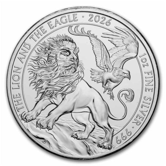 2026 Great Britain £2 Lion and the Eagle 1oz. .999 Silver (No Tax)