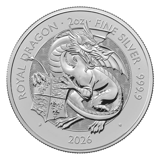 2026 GB £5 Royal Tudor Beasts: Royal Dragon 2oz Silver (No Tax)
