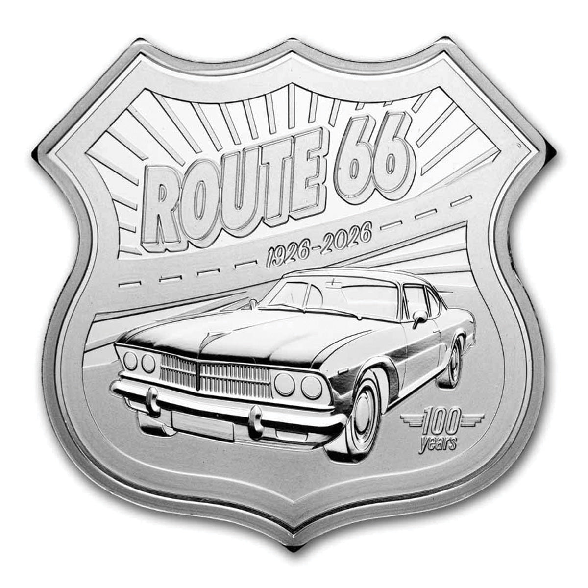 2026 100th Anniversary of Route 66 1oz. 999 Fine Silver Shield (No Tax)