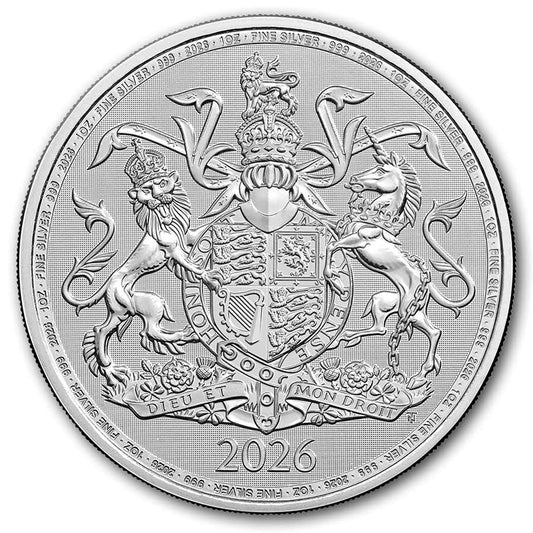 2026 Great Britain £2 The Royal Arms 1oz. .999 Silver (No Tax)