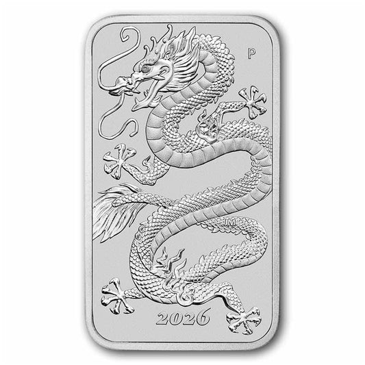 2026 Australia $1 Dragon Rectangular Coin 1oz .9999 Silver (No Tax)