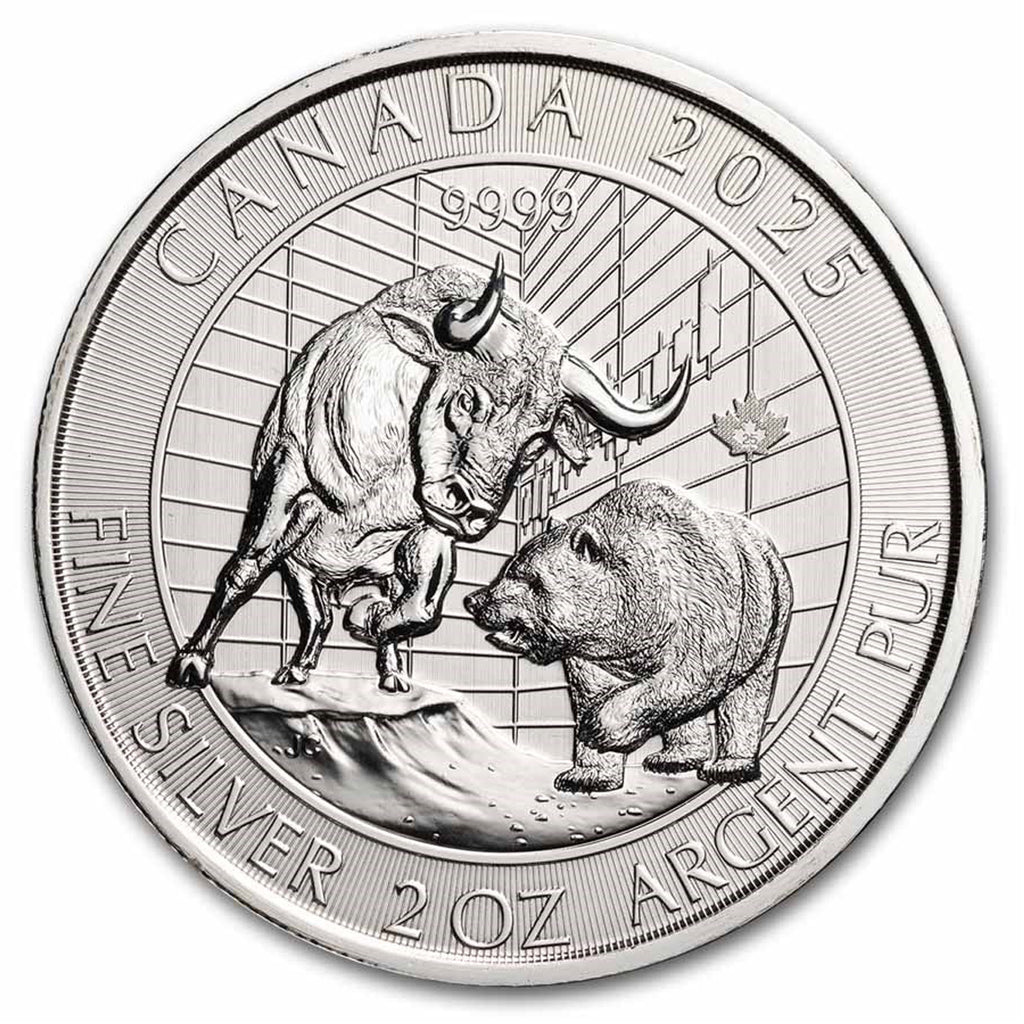 2025 Canada $10 Bull and Bear 2oz Silver (No Tax) May have Minor Rim Ding