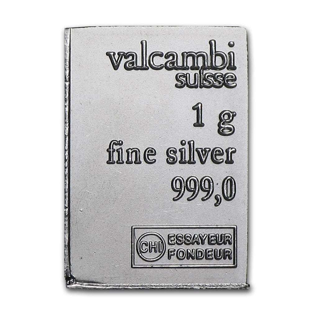 1 Gram Valcambi Suisse .999 Fine Silver Bar (No Tax) May have light toning