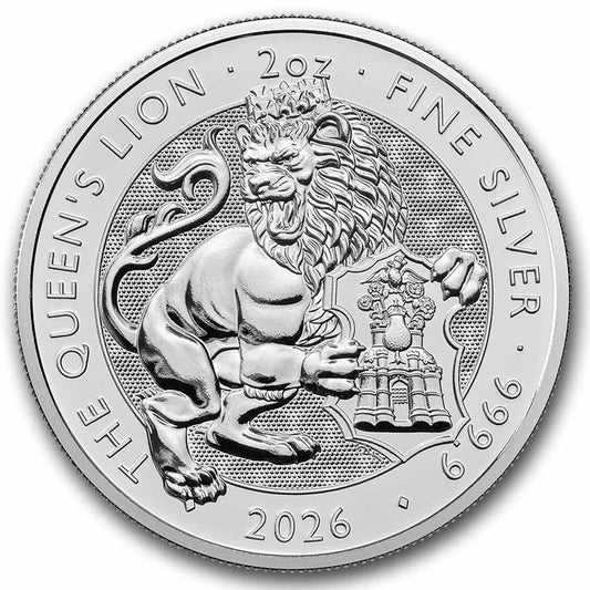 2026 GB £5 Royal Tudor Beasts: Queen's Lion 2oz Silver (No Tax) Rim Scuffs