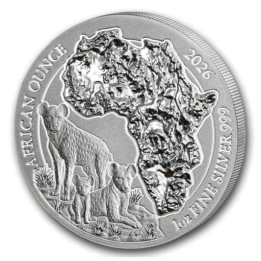 2026 Rwanda 50 RWF Francs Spotted Hyena 1oz .999 Fine Silver (No Tax)