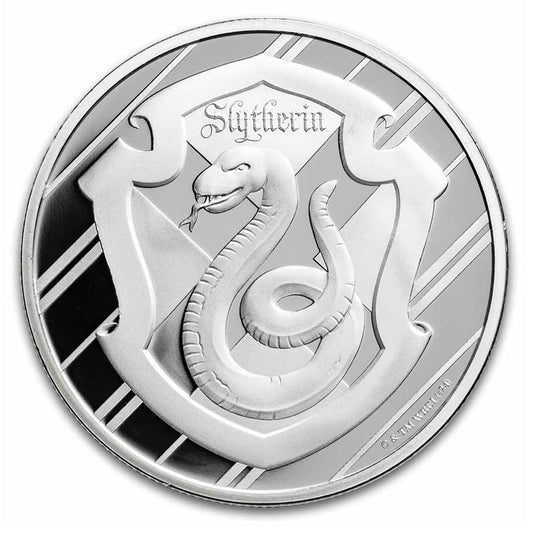 Harry Potter 1oz Houses: Slytherin Silver Round (No Tax) May have tone Spots