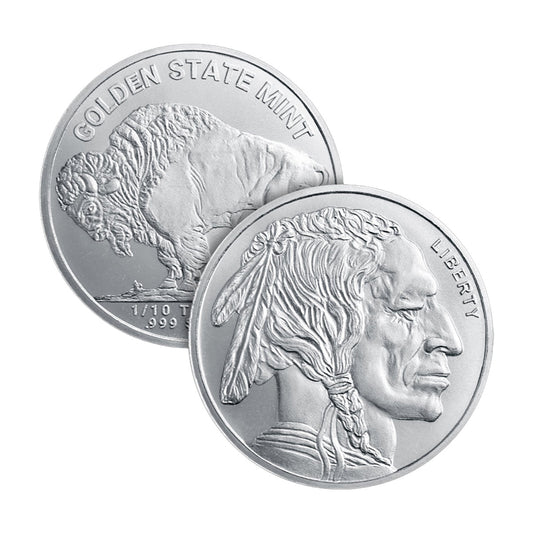 GSM Buffalo 1/10oz .999 Silver Fractional Round (No Tax)
