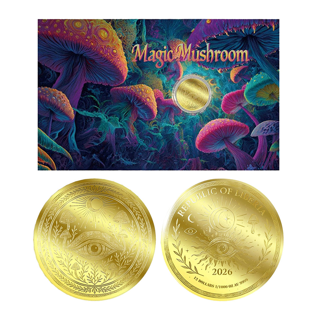 2026 Republic of Liberia $12 Magic Mushroom 1/1000oz Gold in Card (No Tax)