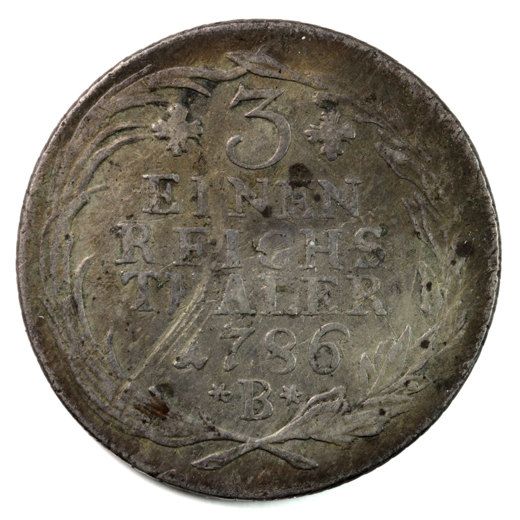 German States 1786B Prussia 1/3 Thaler F-VF (F15) $