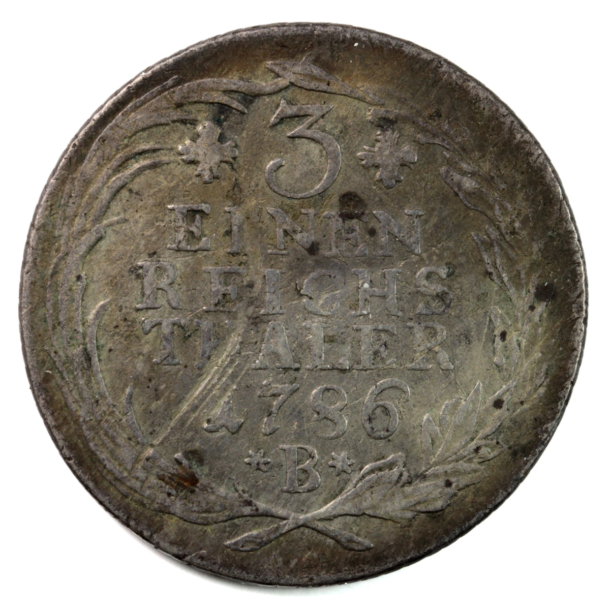 German States 1786B Prussia 1/3 Thaler F-VF (F15) $