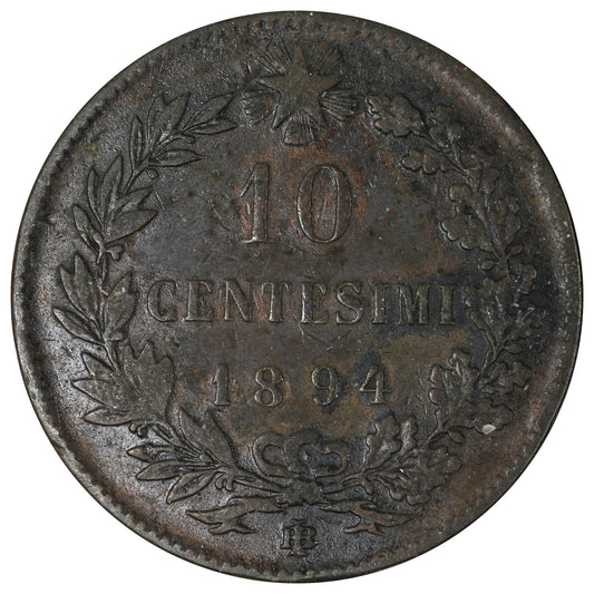 Italy 1894BI 10 Centesimi Extra Fine (EF40)