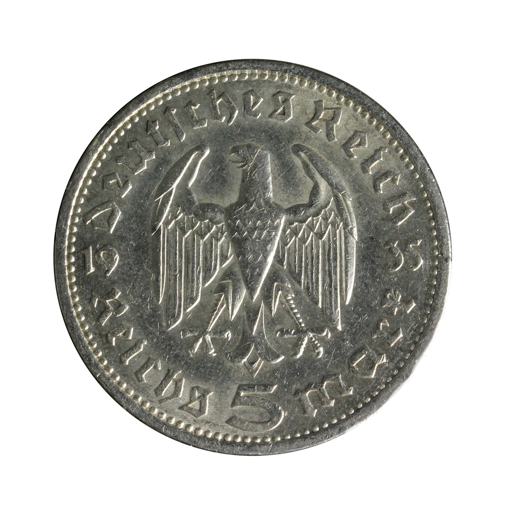 German Third Reich 1935A Hindenburg 5 Marks Extra Fine (EF40)