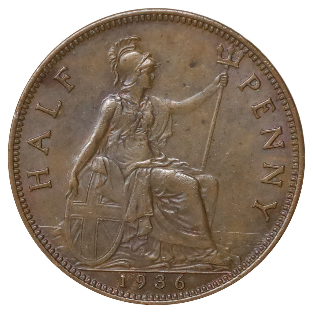 Great Britain 1936 1/2 Penny Almost Uncirculated (AU50)