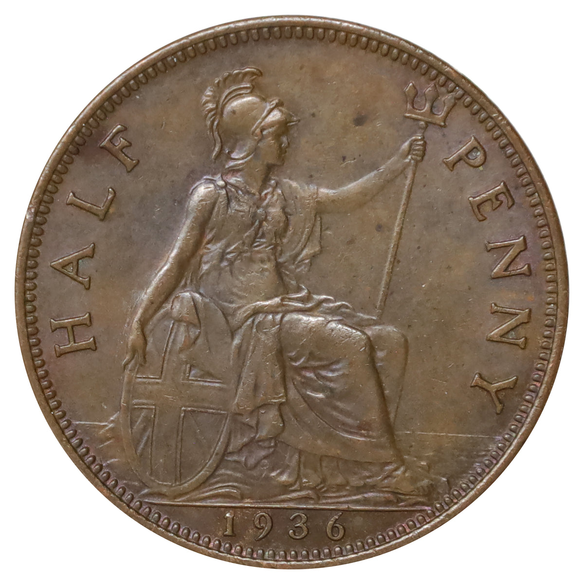Great Britain 1936 1/2 Penny Almost Uncirculated (AU50)
