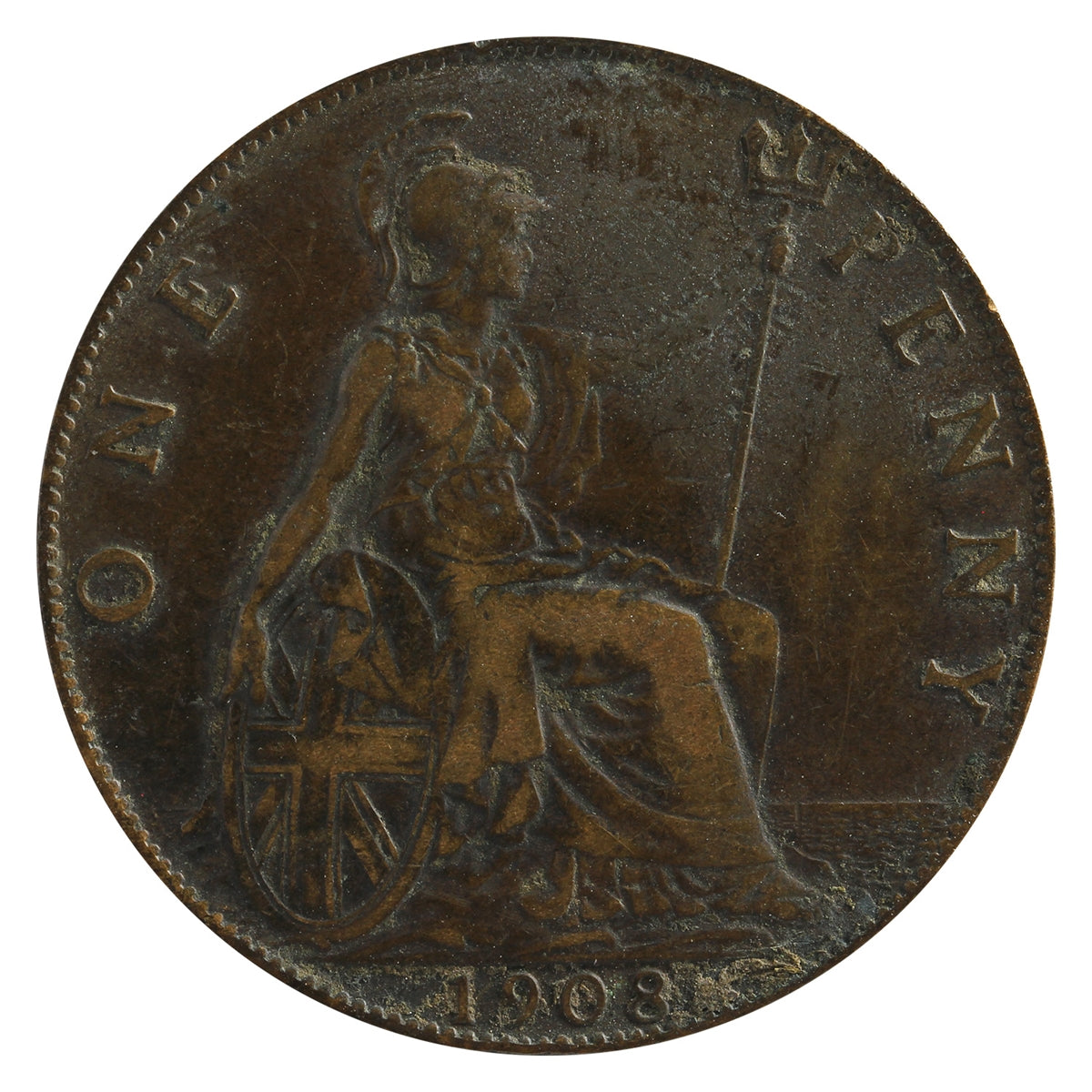 Great Britain 1908 Penny F-VF (F15)