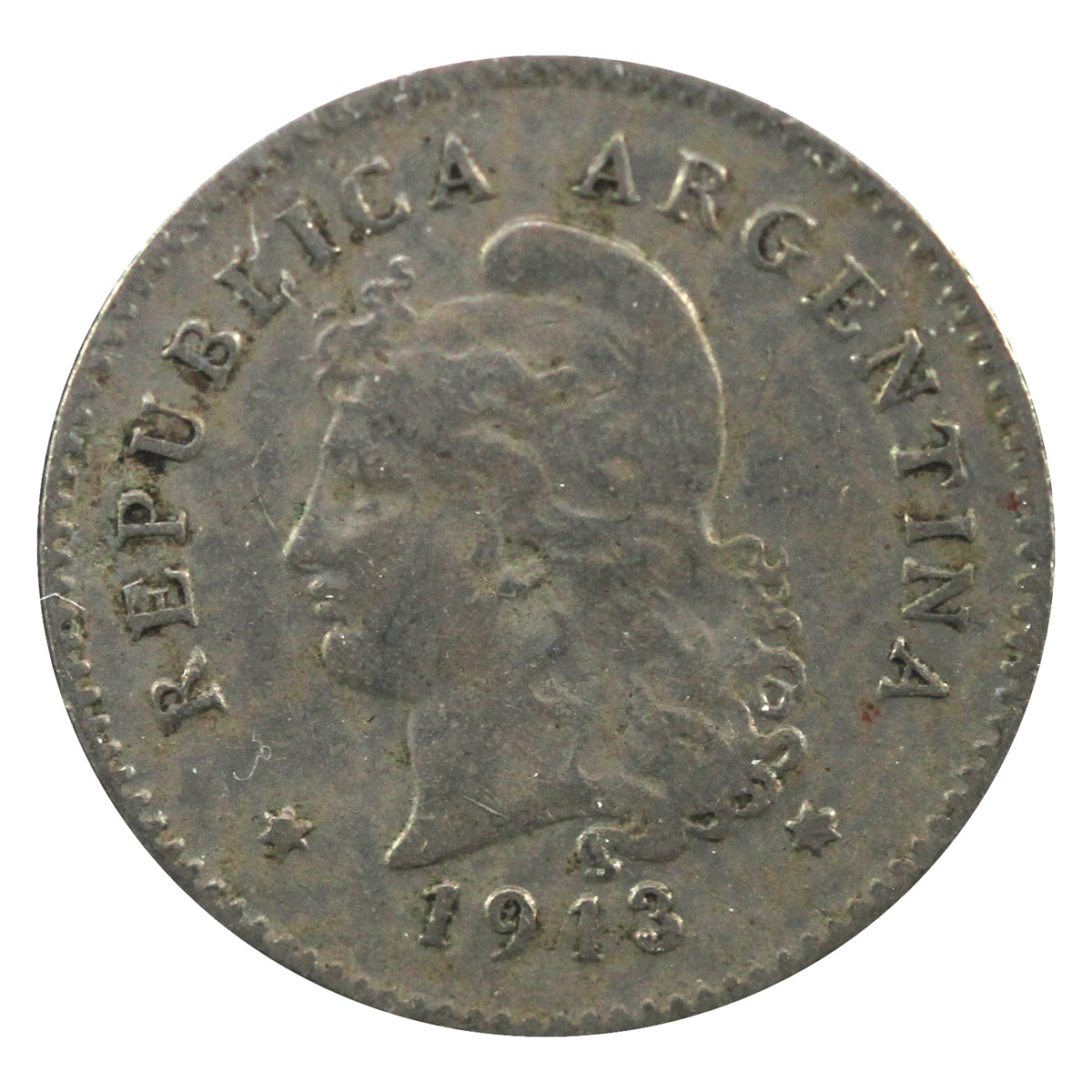 Argentina 1913 R Top 3 10 Centavos VF-EF (VF-30)